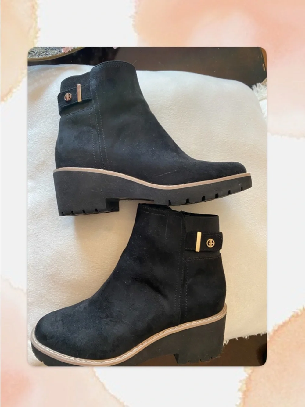 Giani Bernini Black Suede Lug Sole Ankle Boots